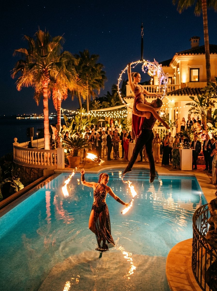 Live performers at a private villa celebration